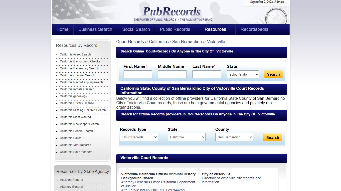 Victorville, San Bernardino County, California Court Records